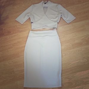 Two piece beige top and pencil skirt!